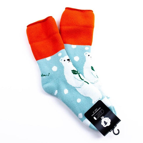 ソックス fromF モコモコソックス ヤーカルフ/しろくま アクア サイズM 36-38 (22.5ー25cm)TV096MAQ